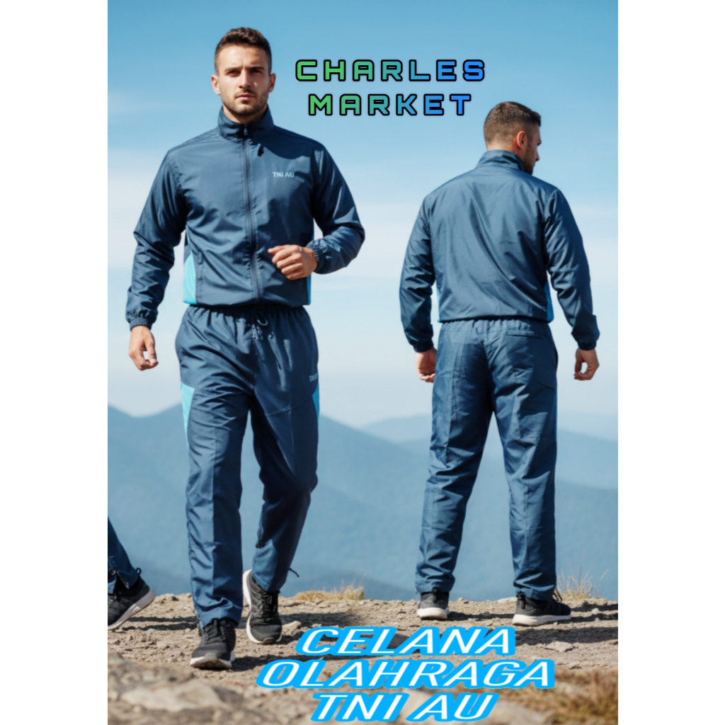 CELANA OLAHRAGA TNI AU BIRU PANJANG - CELANA DIDORA OLAHRAGA TNI AU - CELANA OLAH RAGA PRIA WANITA