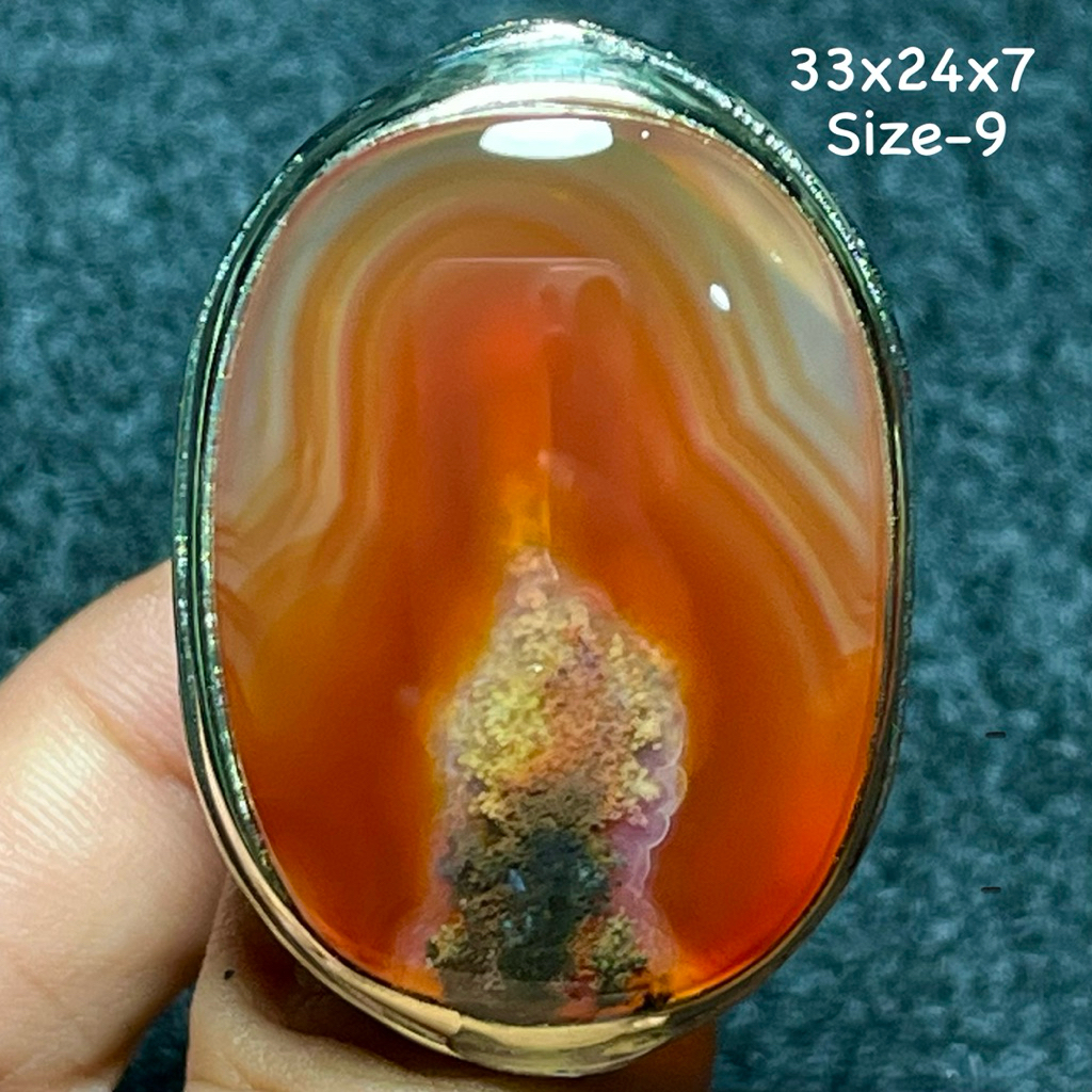 Cincin Batu Akik Natural Cempaka Merah Jumbo (Asli Alam)