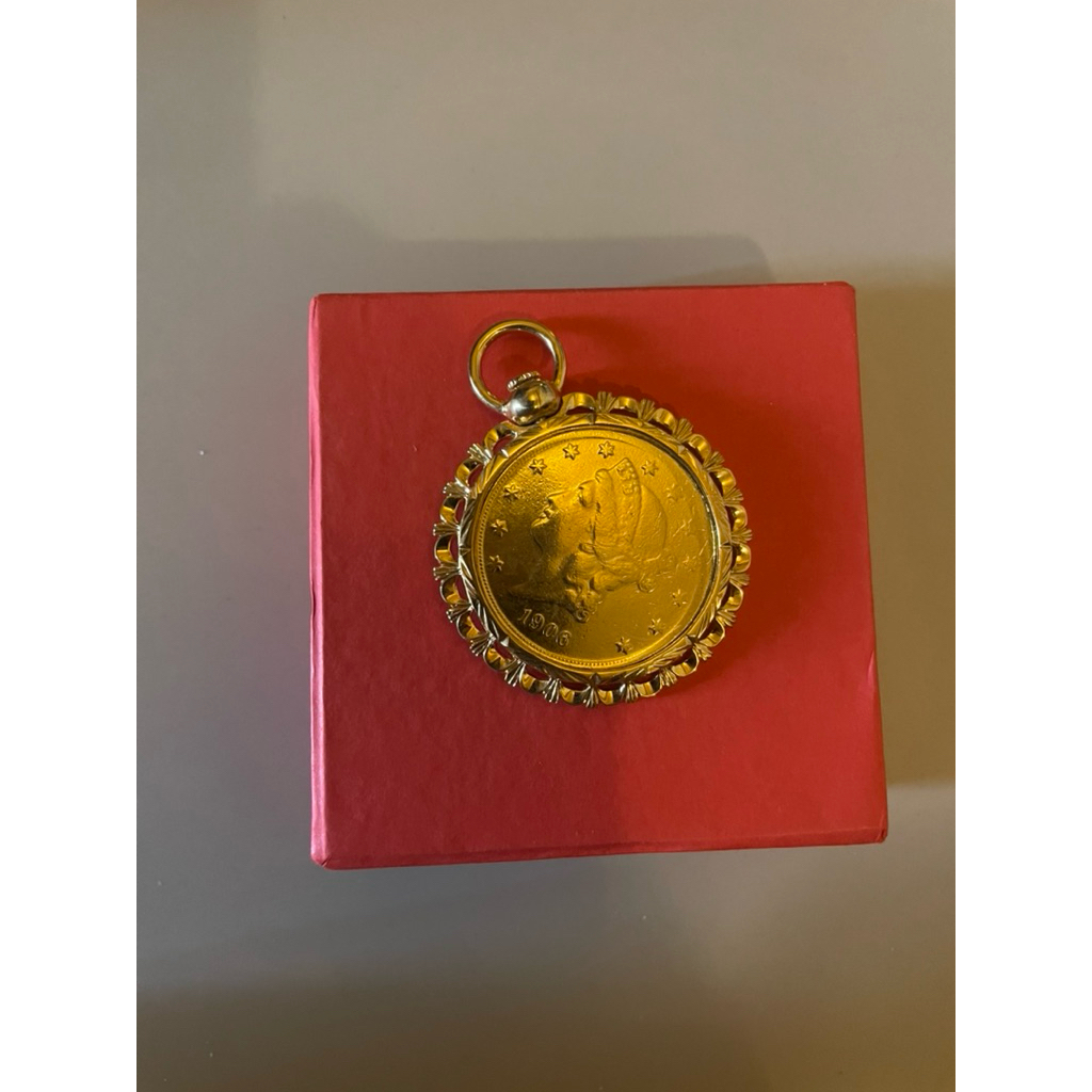 liontin koin ringgit lapis emas 24k