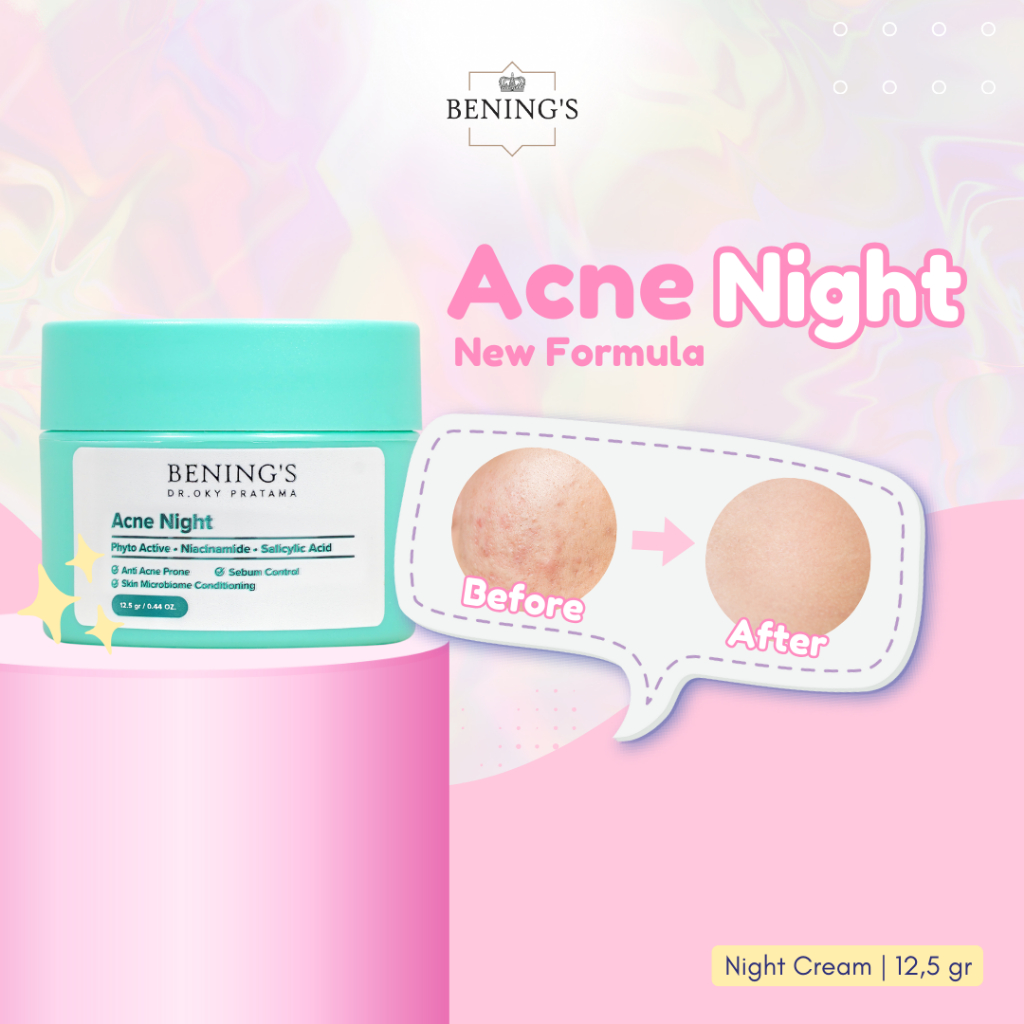 Bening Skincare Acne Night Cream Krim Malam Penghilang Jerawat Benings Skincare BPOM Halal Untuk Pri