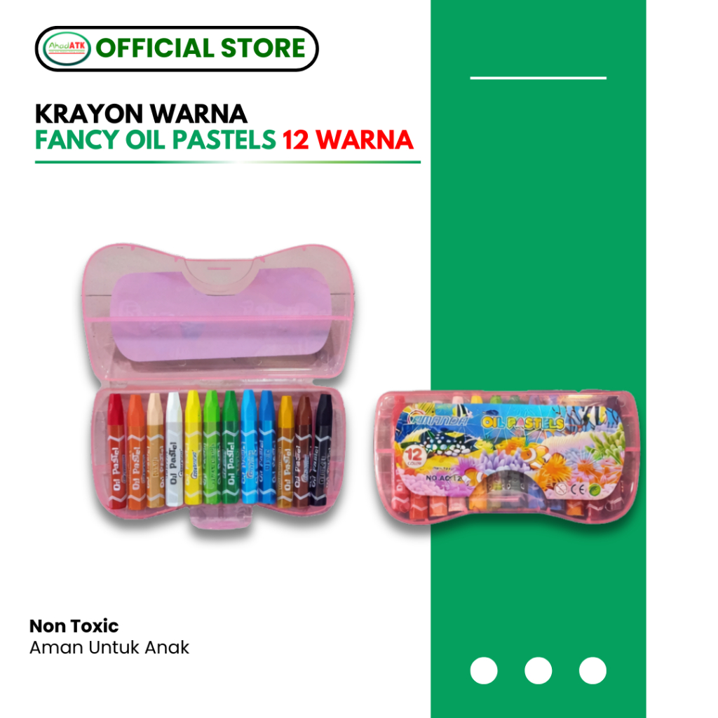 Crayon Fancy 12 Warna – Krayon Anak Fancy Original – Crayon Sekolah TK SD – Aman Non Toxic