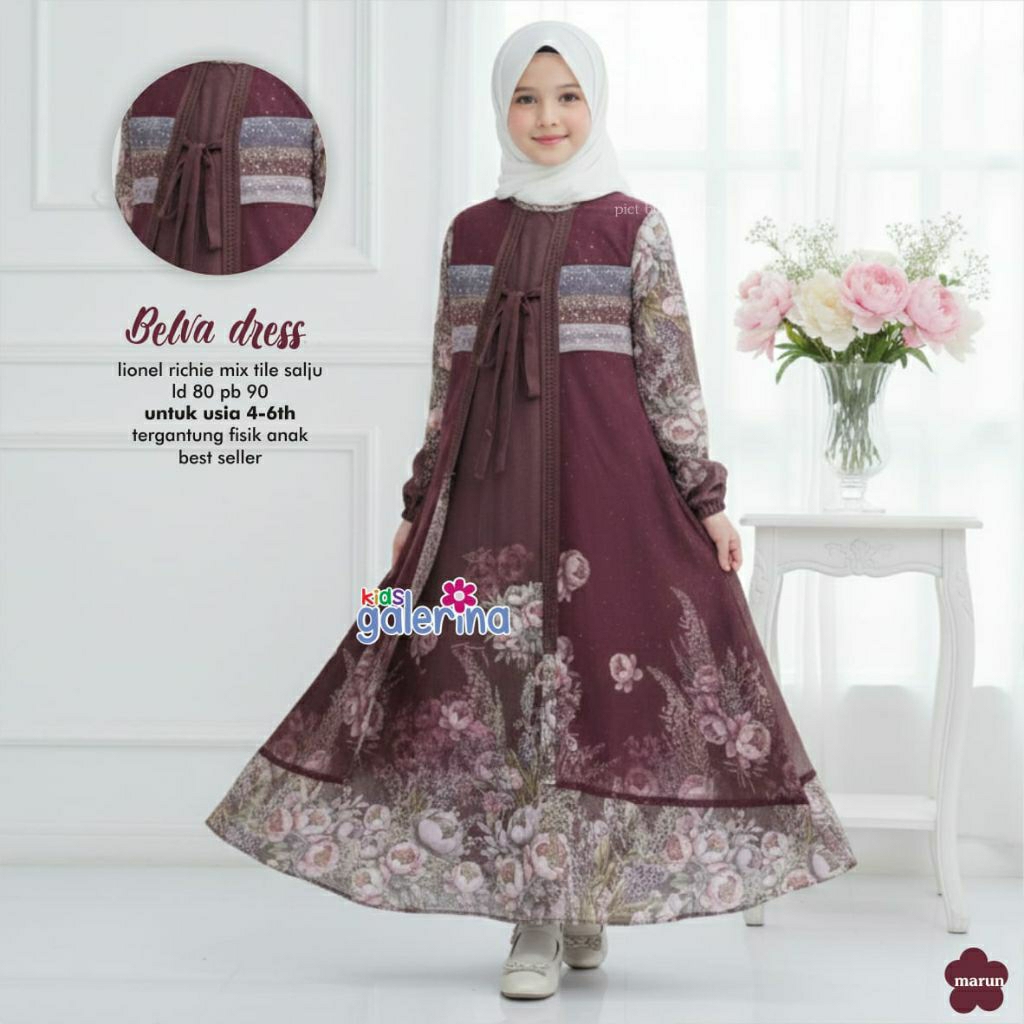 Belva dress kids gamis anak perempuan terbaru