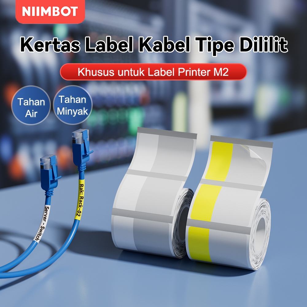 NIIMBOT M2 Stiker Label Kabel kusut, Label serat optik Tahan Air, Tahan Lama dan Tidak Luntur