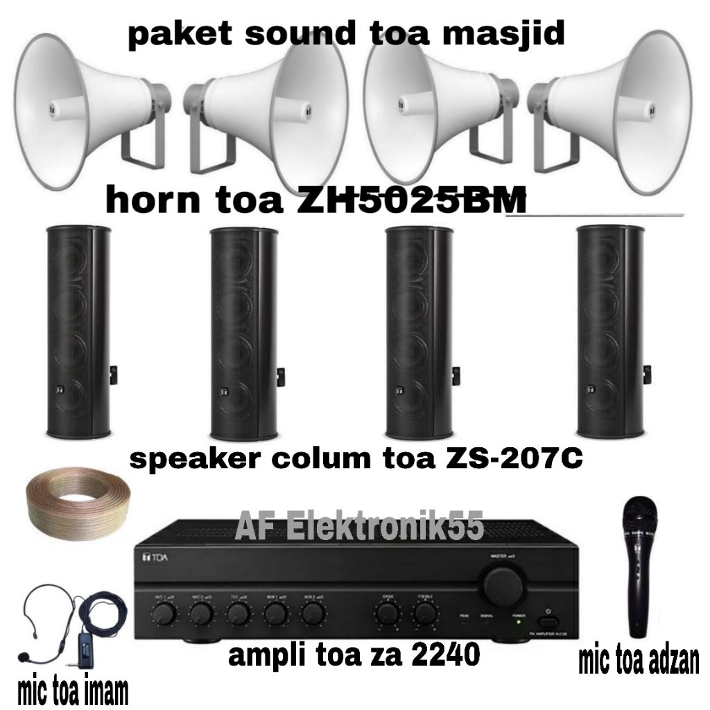 Paket Sound Toa Masjid 4 Unit Speaker Colum Dalam.4 Unit Speaker Corong Luar Original
