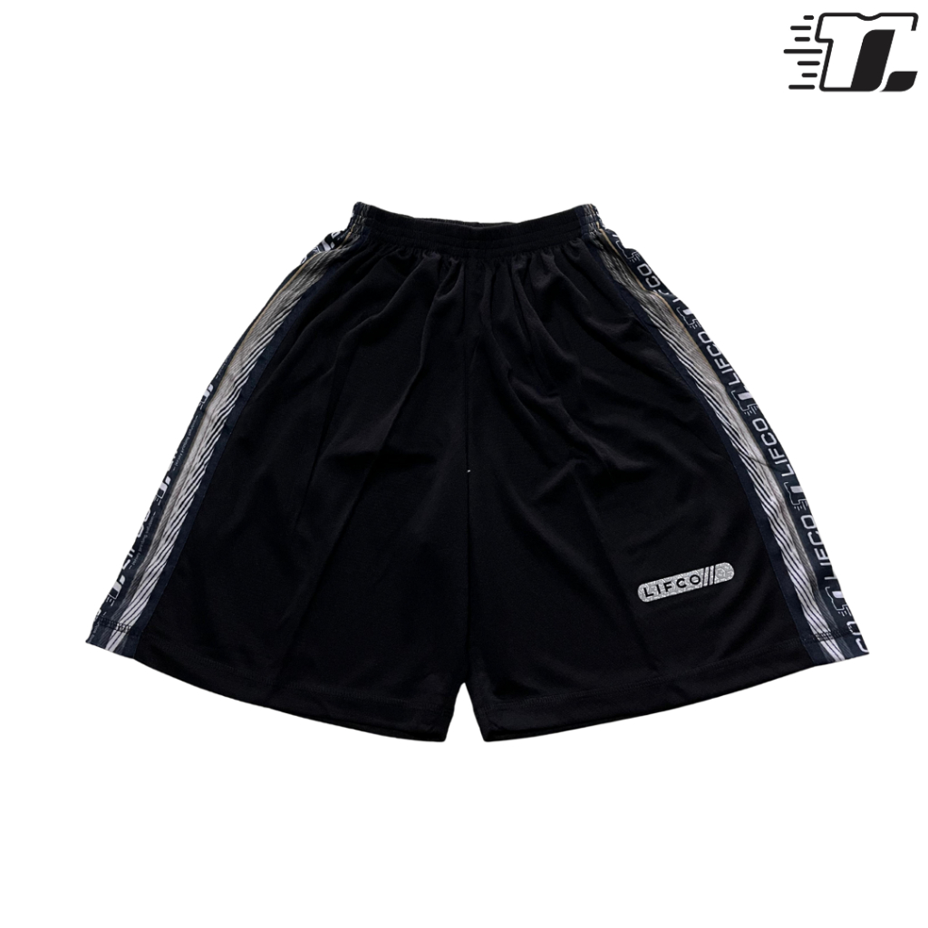 Celana Voli Pria Lifco Crofle Print Samping List Hitam | Celana Sport Cowok Bahan Crofle