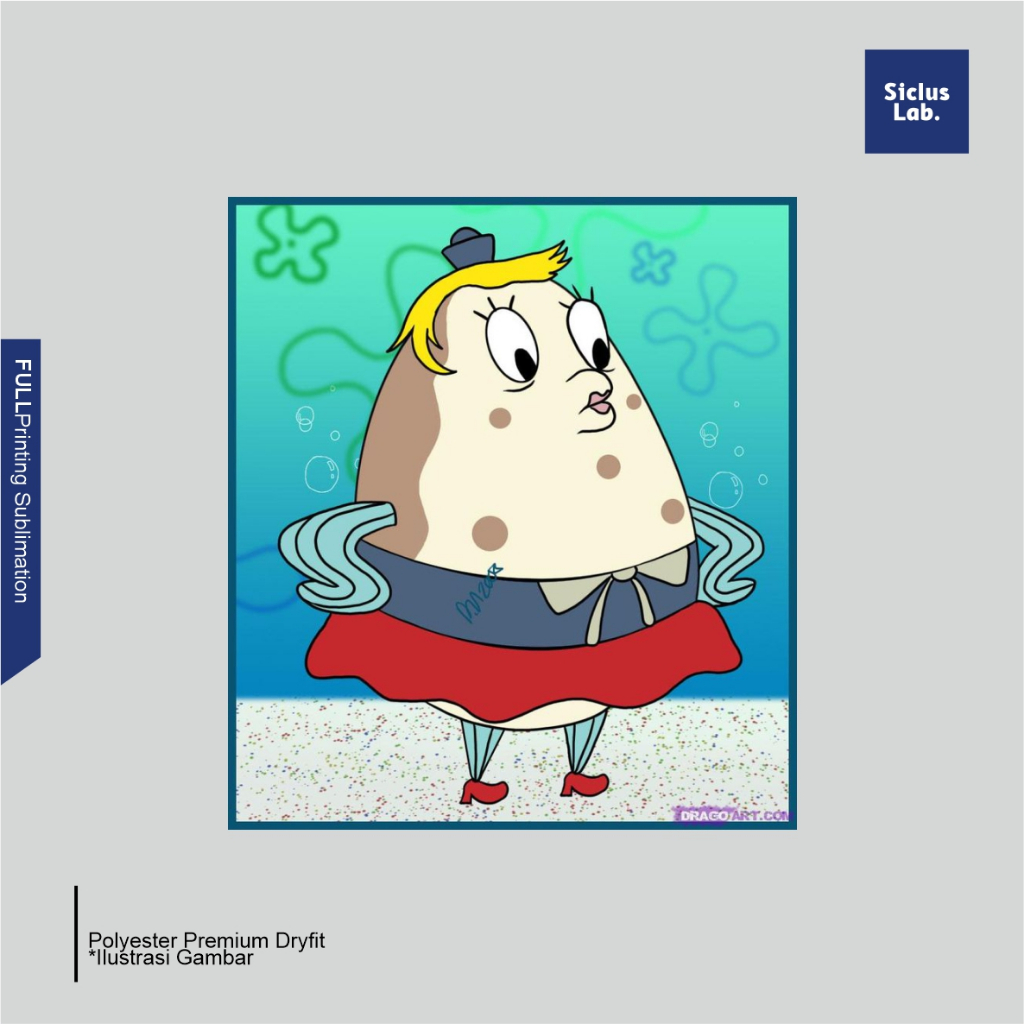 SICLUS LAB - [KOLOR DRYFIT FULLPRINT] Spongebob Mrs.Puff Kado  Fullprint Celana Pendek Pria Wanita