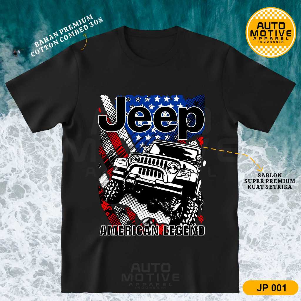 AUTOMOTIVE APPAREL Kaos Jeep CJ7 Tshirt Baju Mobil Jeep Offroad 4x4 JP001