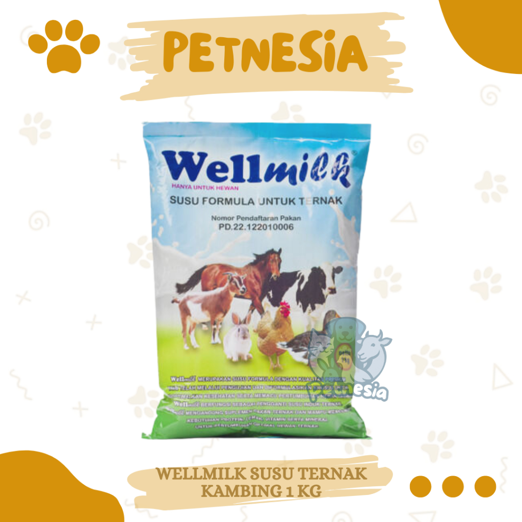 WELLMILK SUSU TERNAK KAMBING 1 KG - Susu Anak Sapi Kambing Hewan Pengganti Susu Induk