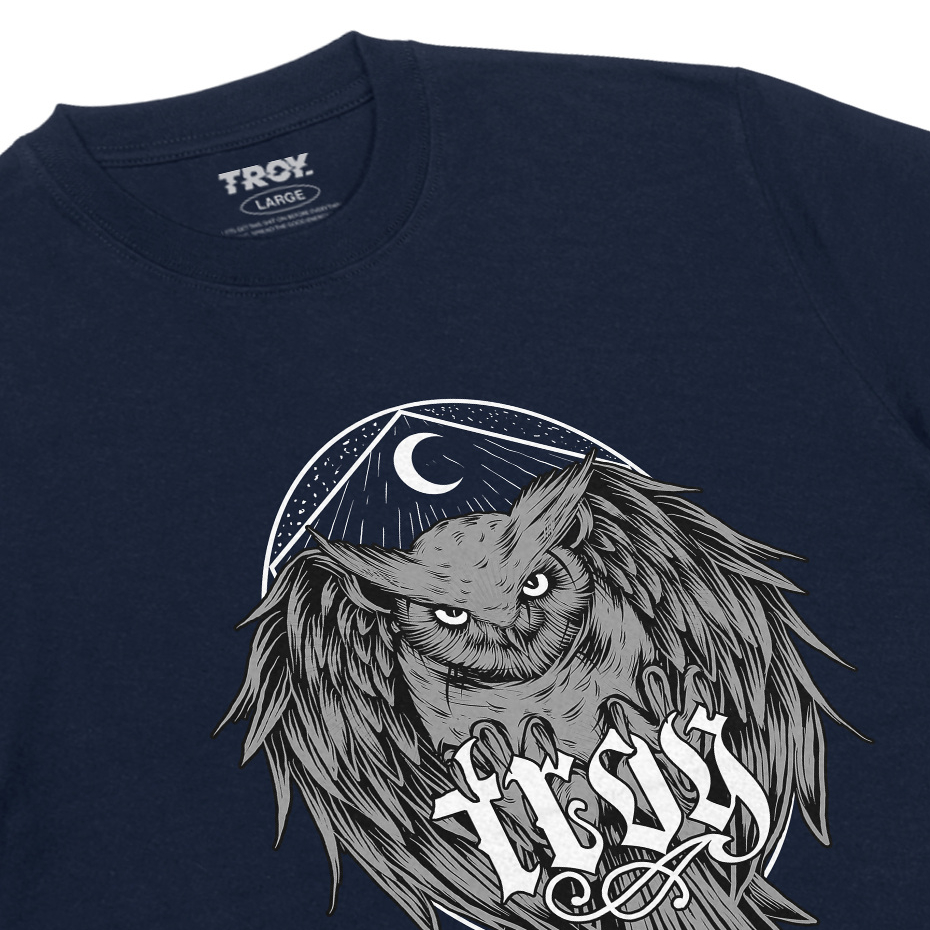 Troy Company T-shirt Blue Navy Owl Pyramid - Kaos Lengan Pendek Kaos Biru Navy MTD 2825