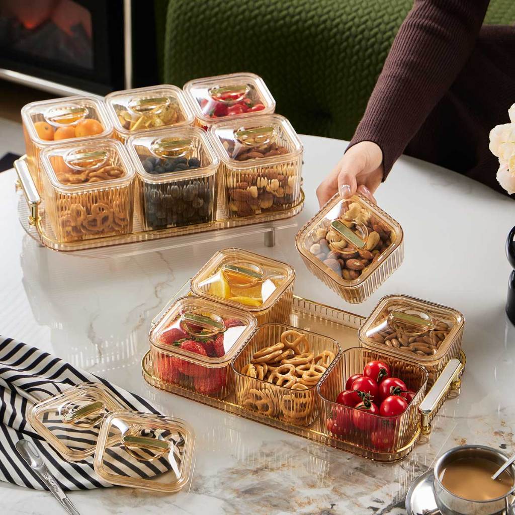 Pakbrik Toples Lebaran Desain Elegan Toples Penyimpanan Makanan Ringan Toples Akrilik Transparan Top