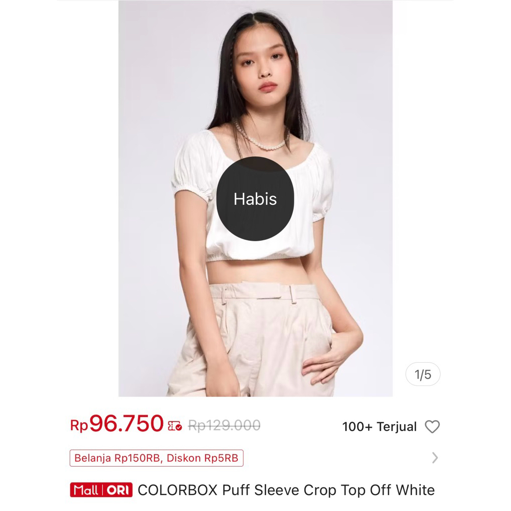 Colorbox Puff Sleeve Crop Top
