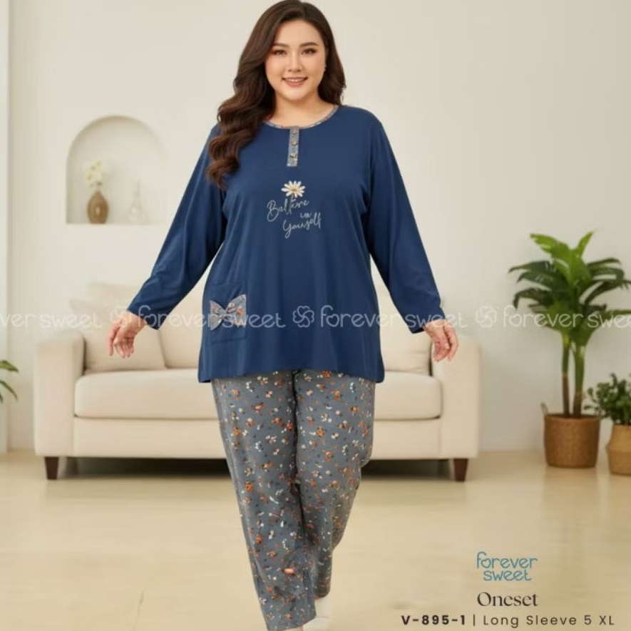 FOREVER SWEET Concept Piyama Baju Tidur Babydoll Setelan PP XXXXXL 5XL Super Jumbo Big Size Lengan P