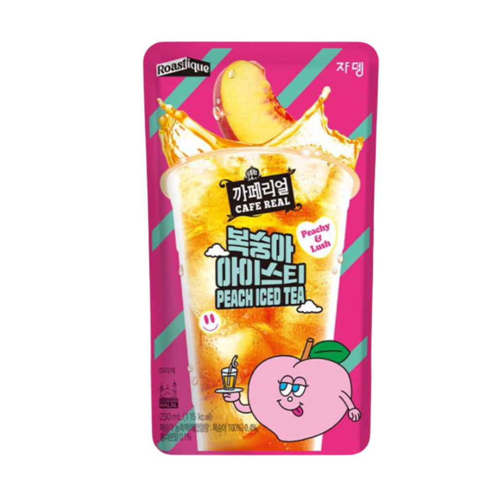 JARDIN Cafe Real Peach Iced Tea Minuman Khas Korea Rasa Peach 230ml Pouch HALAL