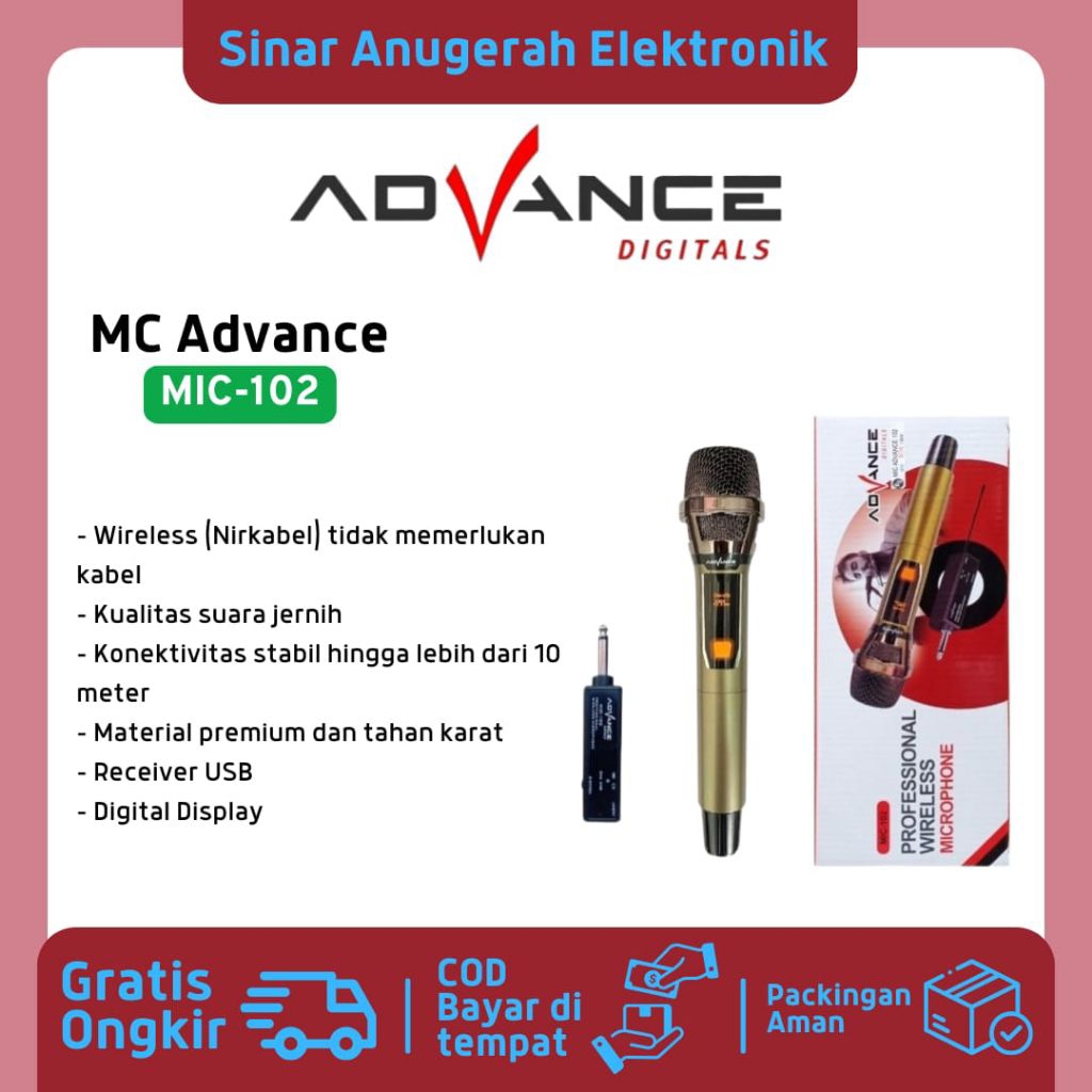 BISA COD ADVANCE Mic Wireless Profesional Karaoke MIC-102 MIC-103 Garansi Resmi