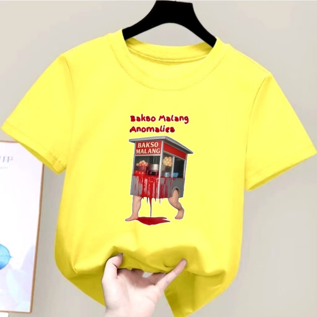 STAR KIDS_99/Baju Kaos Atasan Oblong Brainrot Anomali BAKSO MALANG Anak Cowok Cewek 1-13Tahun/Remaja