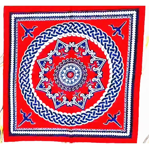 LENSO MERAH / LENSO ADAT ASLI MALUKU motif '' KAKEHANG ALIFURU '' lebar 65x65 cm, tampak 2 sisi depa
