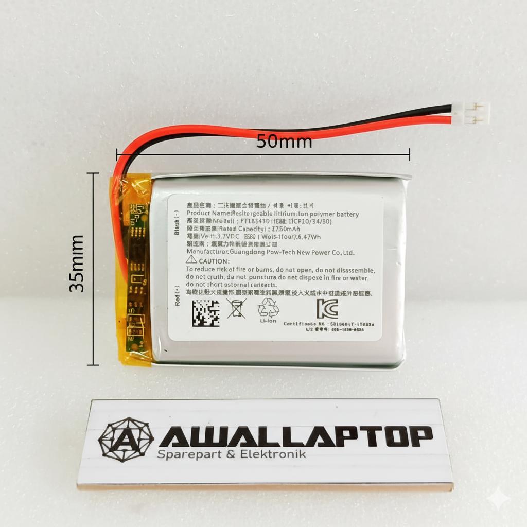 Fish Yummy Baterai Lithium Ion Polymer Battery 1750Mah 1800Mah 3.7V 103450