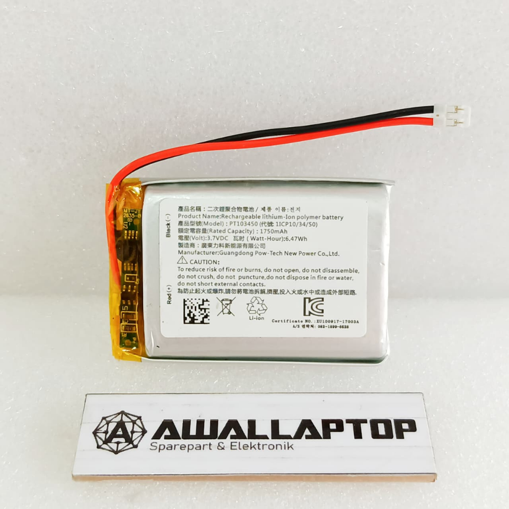 baterai lithium ion polymer battery 1750mah 1800mah 3.7v 103450