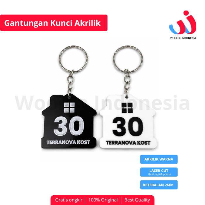Gantungan Kunci Nomor Rumah Akrilik Custom Nama Kost / Kontrakan