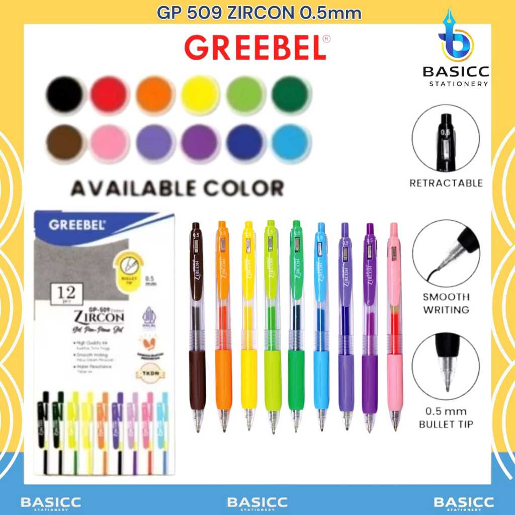 Greebel Ballpen Pulpen Gel Pen 0.5 mm GP - 509 Zircon