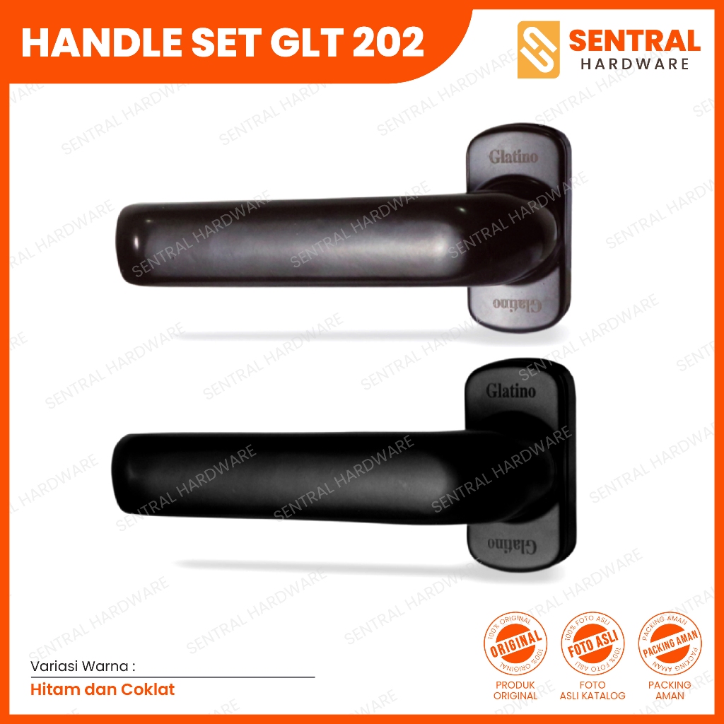 GLATINO Lever Handle Kunci Pintu Aluminum AL/GLT 202 Coklat/Brown Hitam/Black