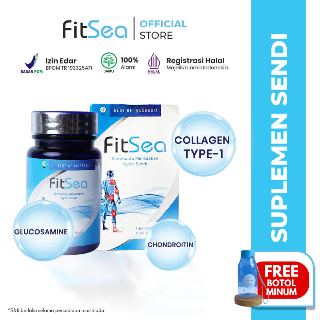 FitSea 60 Kapsul - Obat Herbal Original Alami Glucosamine Chondroitin Collagen untuk Nyeri Sendi Rem