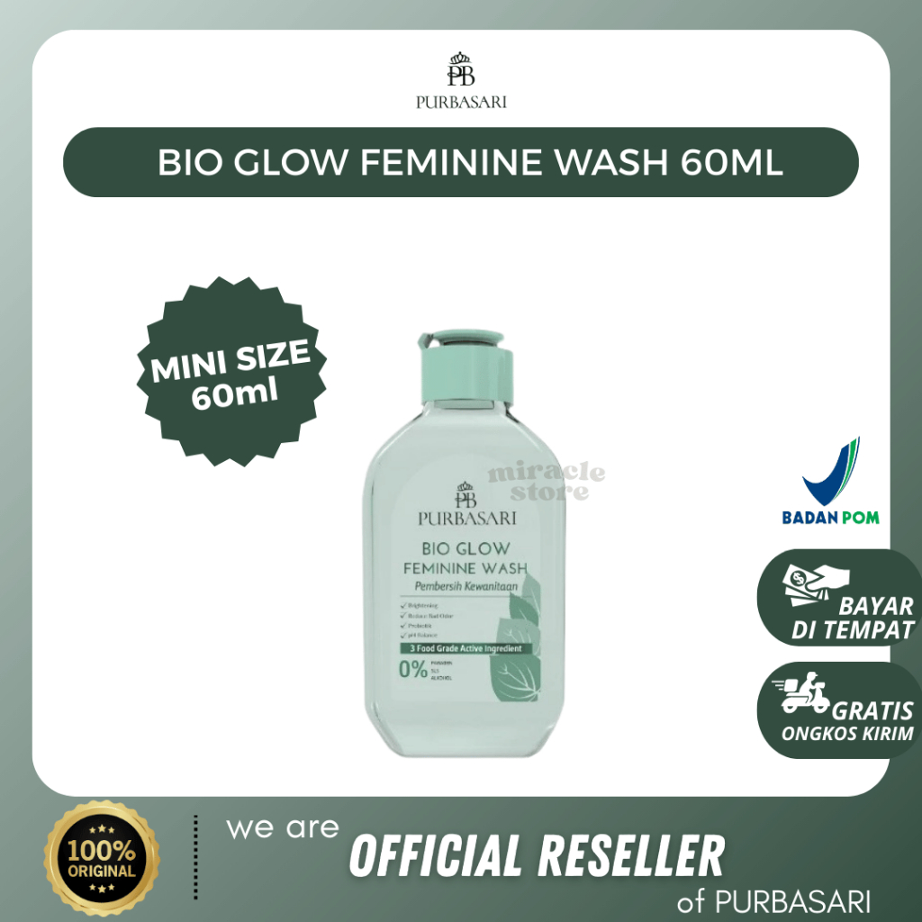 [MIRACLE STORE] PURBASARI Bio Glow Feminine Wash 60ml - Sabun Kewanitaan Anti Bau & Bakteri BPOM ORI