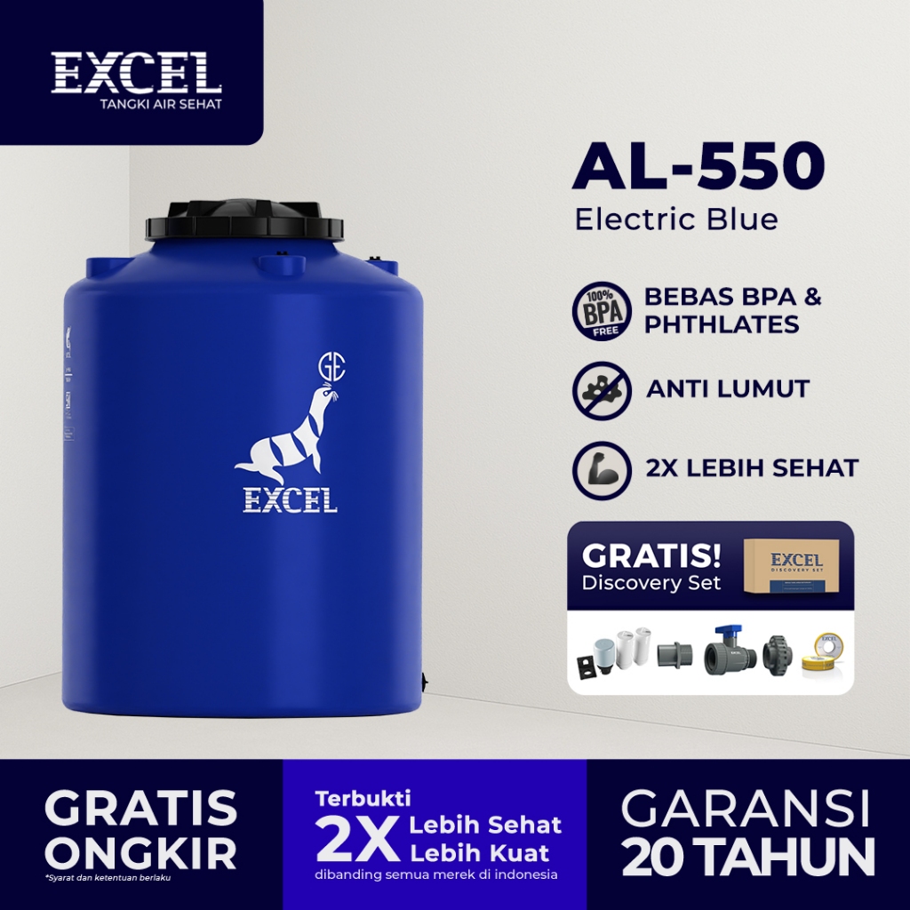 Tangki/ Tandon/ Toren air EXCEL - Roto AL-550 Biru Grahaexcel. Anti lumut, lebih sehat. Tandon Air 5