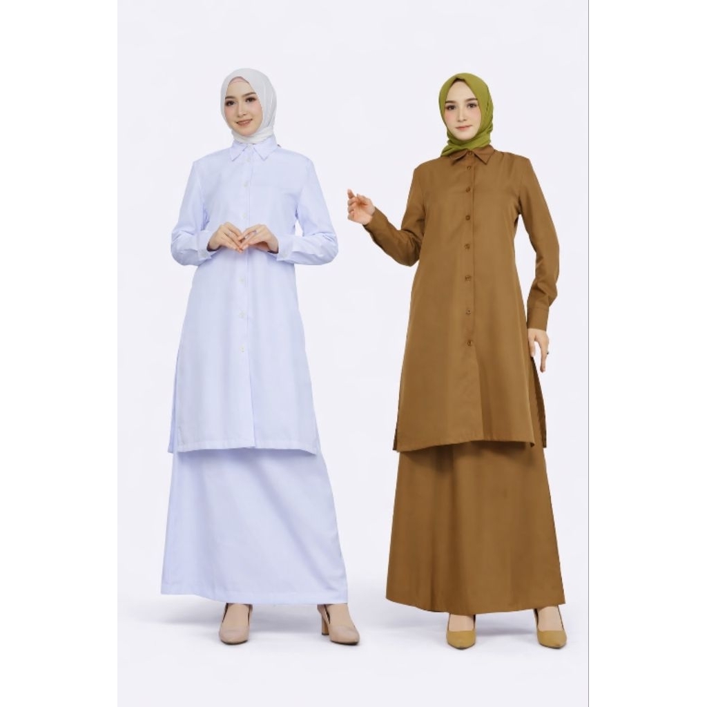 Baju Seragam Pns Wanita Pemda Tua dan Putih Model Kurung Set Rok A