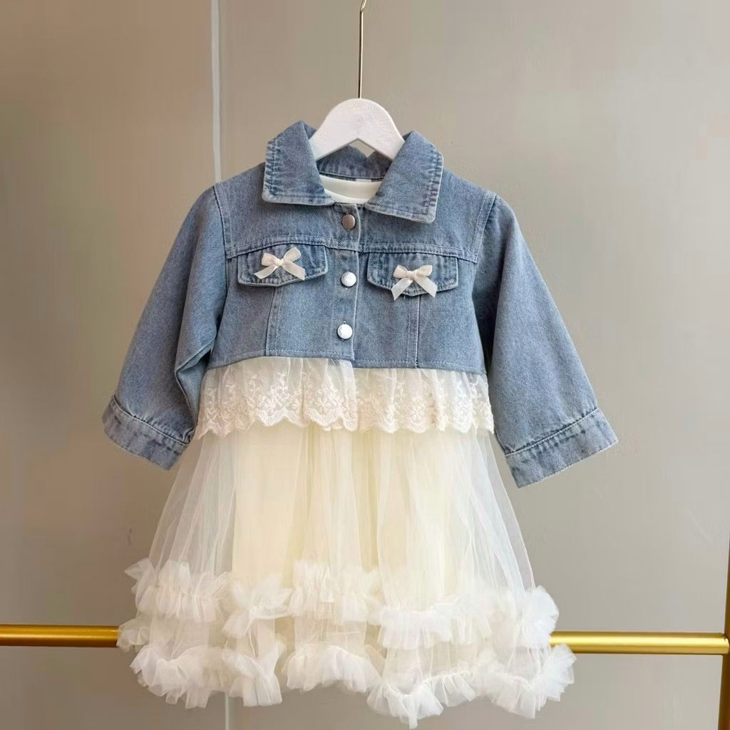 Lafleurkids Nessa Denim Dress + Outer | Size 1-6y | Jacket Dress 2in1 Denim Anak Perempuan | Dress D