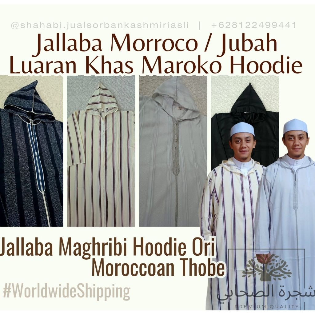 Jubah Maroko Pria / Jallaba Maghribi / Moroccoan Thobe / Jubah Hoodie Maroko / Jubah Hodie