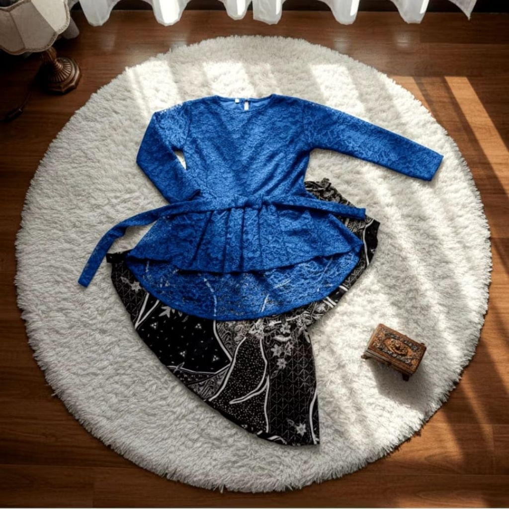 SETELAN BAJU KEBAYA ANAK PEREMPUAN MODERN STYLE BROKAT LENGAN PANJANG  ROK DUYUNG  UNTUK USIA 3 SAMP