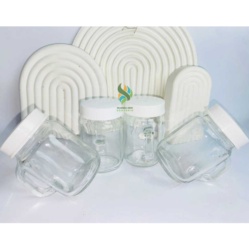 Gelas Tutup Berlubang Kaca Kecil Mug Harvest Jar Mini Gelas Kaca Merica Gelas Lada Gagang Kaca