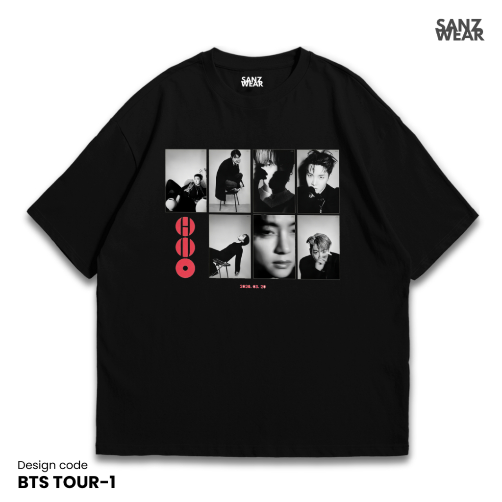 SANZ kaos BTS TOUR ARIRANG | stonewashed washed t-shirt | black white | BTS TOUR-1