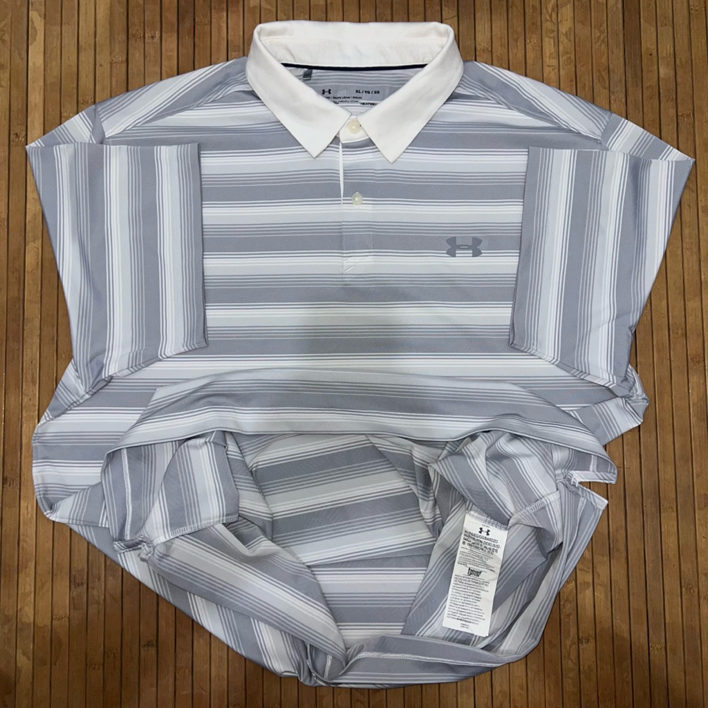 UNDER ARMOUR GOLF STRIPED RUBBER LOGO SHORT SLEEVE POLO SHIRT titleist fj malbon