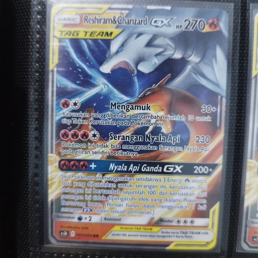 kartu pokemon reshiram charizard GX tag team 001/204 RR