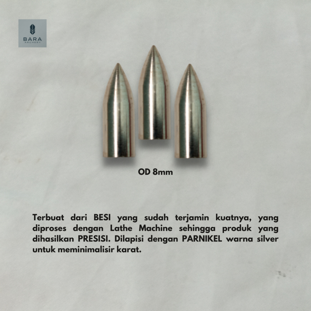 Point Arrow OD 8 mm / Point Bubut Presisi OD / Point Panahan / Archery / Anak Panah Olahraga Outdoor