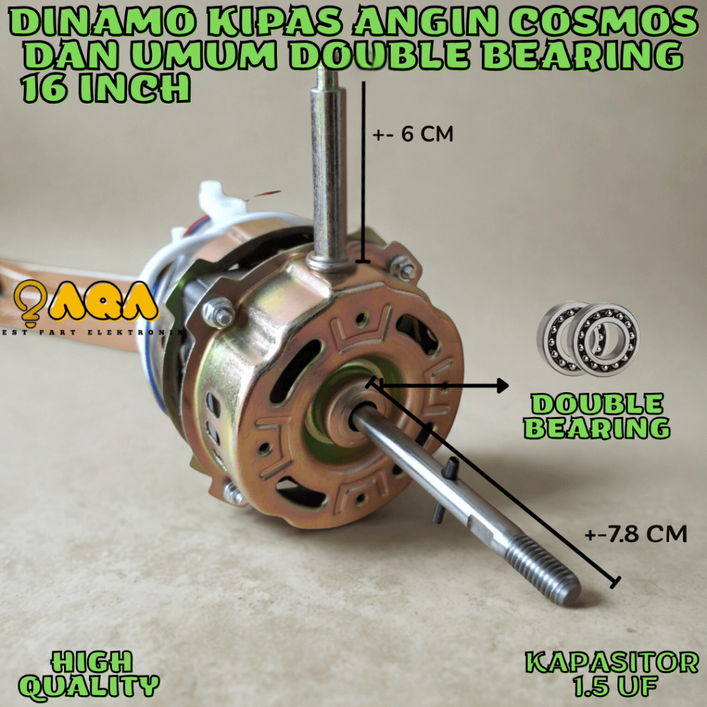 HKS DINAMO KIPAS ANGIN COSMOS DOUBLE BEARING 16 INCH DINAMO MESIN KIPAS ANGIN KAPASIOR 1.5 UF