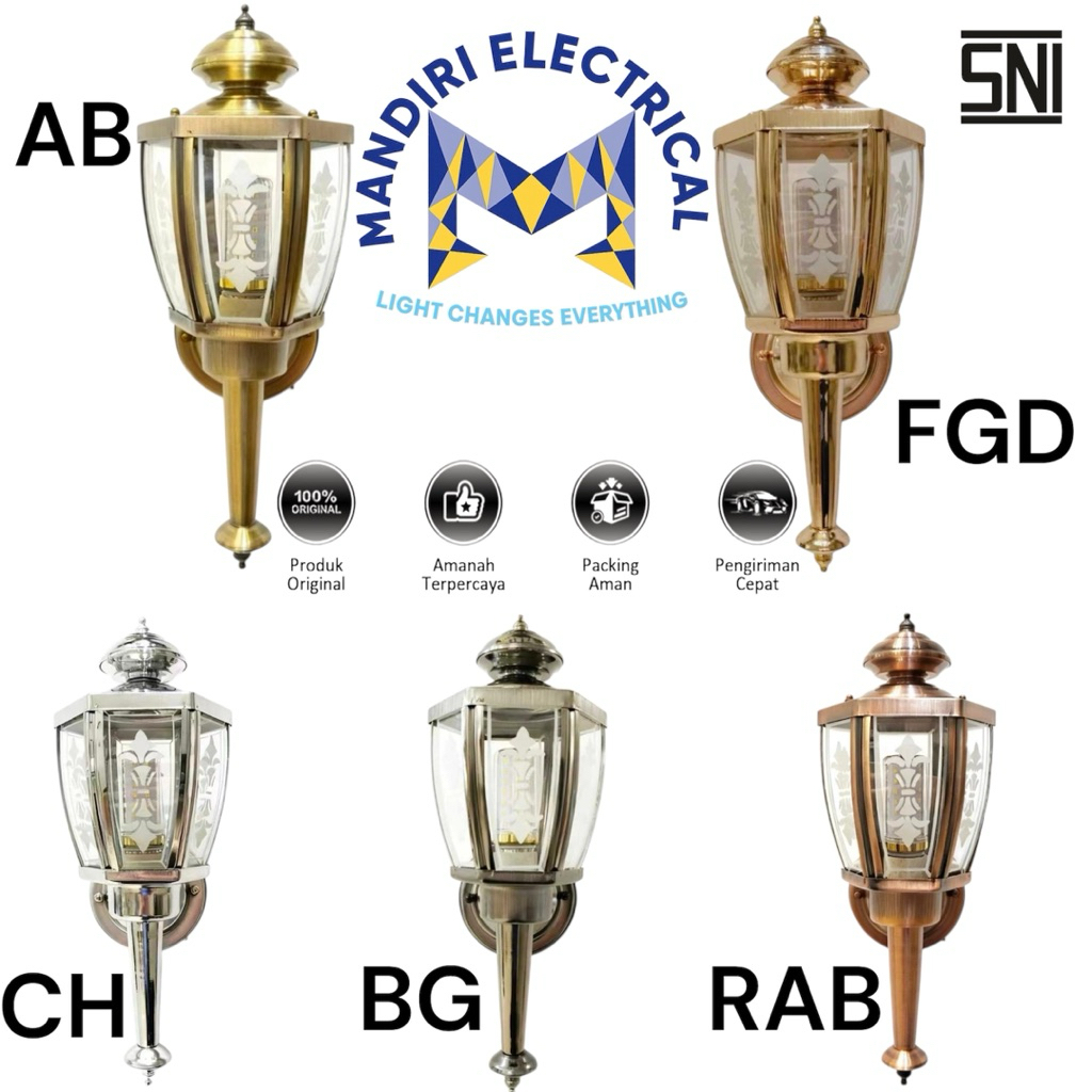 Lampu Dinding Outdoor indoor Klasik E27 SNI Lampu Taman Teras Aluminium Premium TWseries