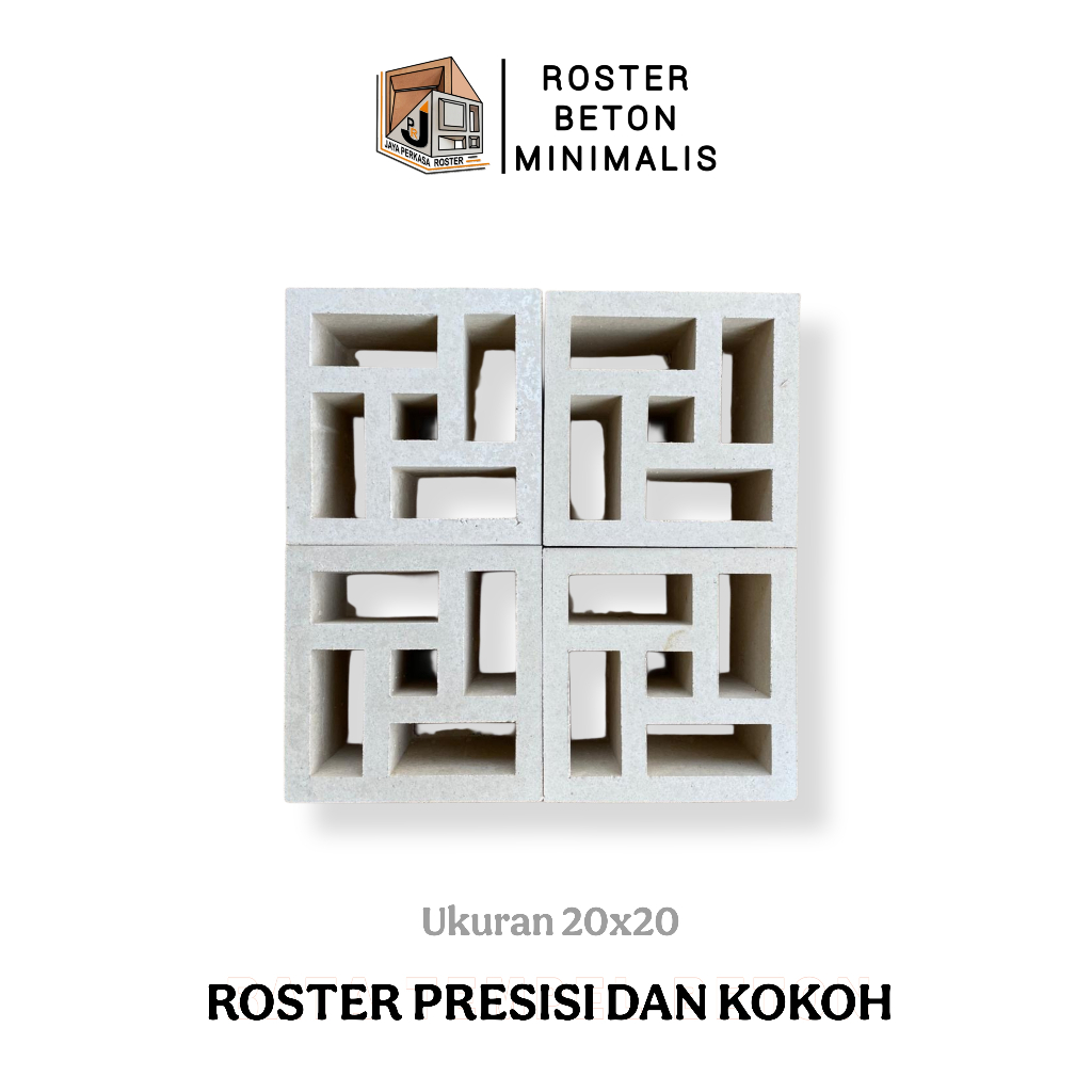 Roster Beton Minimalis - | Loster Putih | Model Best Seller, Ukuran 20 x 20, Ventilasi Udara, Nako, 