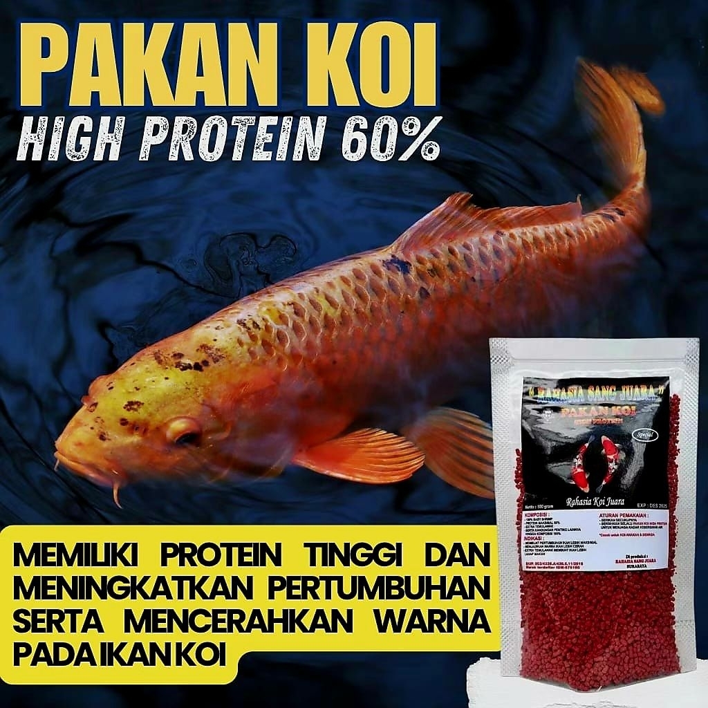 Pakan Pelet Ikan Koi High Protein 100gr - Pakan Ikan Protein Tinggi
