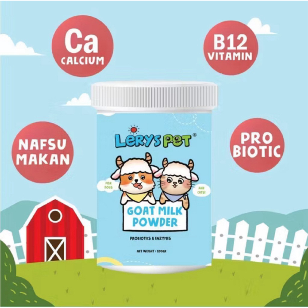 Pet Goat Milk Powder 200gr – Susu Kambing Premium untuk Anjing & Kucing | Probiotik, Vitamin B12 & K