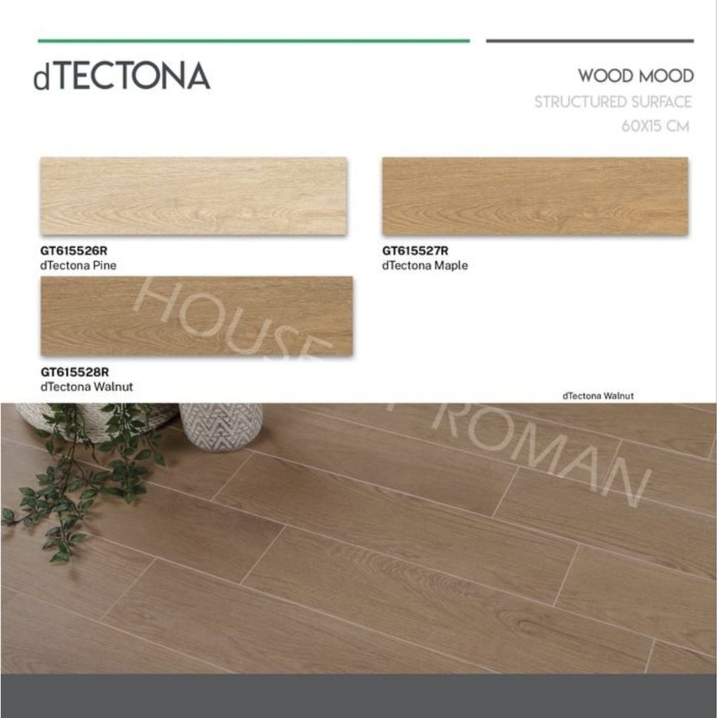 Roman Granit Lantai dTectona Walnut/Granit Roman Motif Kayu 15x60/Granit Wood Tekstur/Ubin Kayu