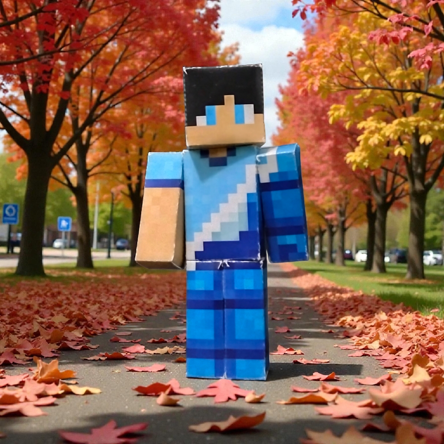 Papercraft Tanpa Artikulasi Karakter Minecraft (sudah dirakit)