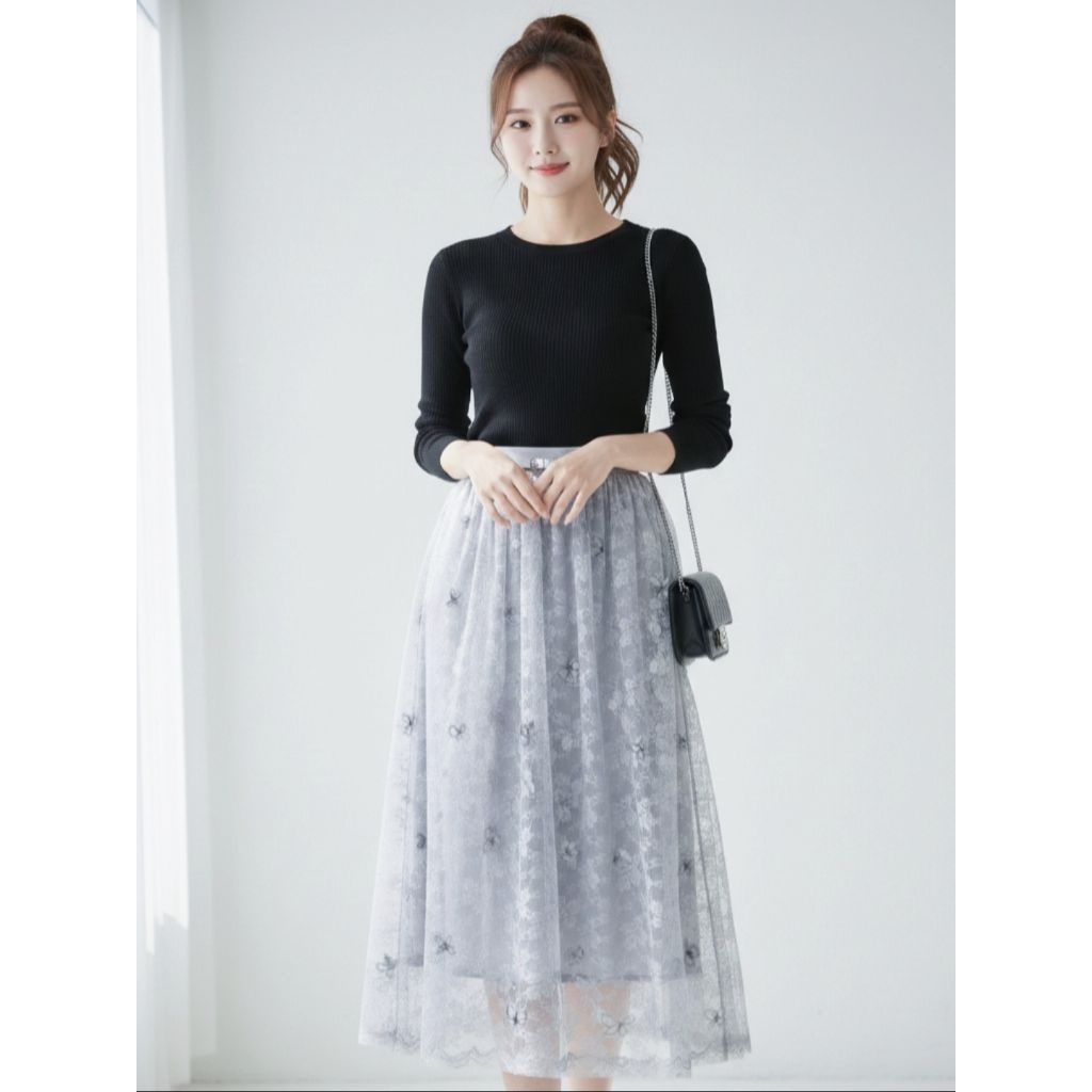 Rok Tutu 3D Butterfly Korean Style/ Maxi Skirt Motif Kupu-kupu Timbul (New)