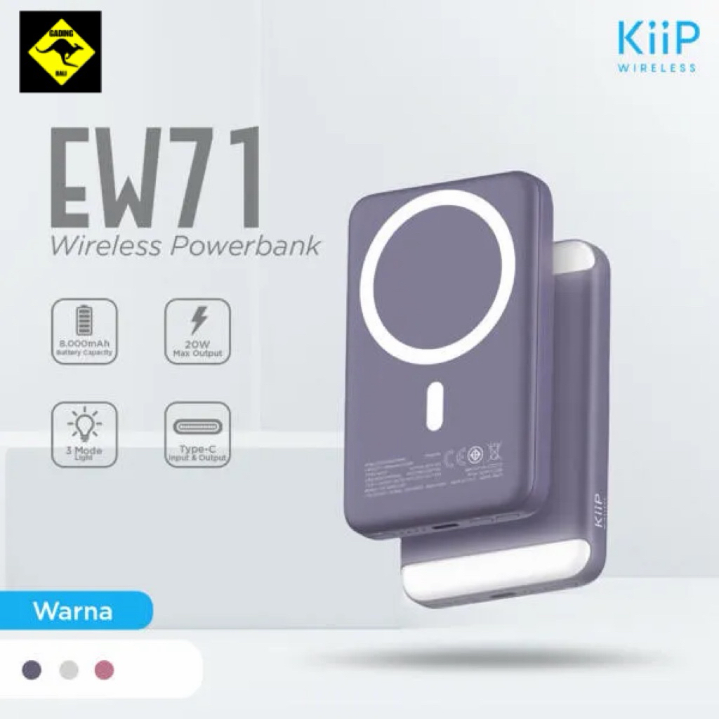 Powerbank Magnetic KiiP - EW71 WIRELESS POWERBANK 8000MAH 20W