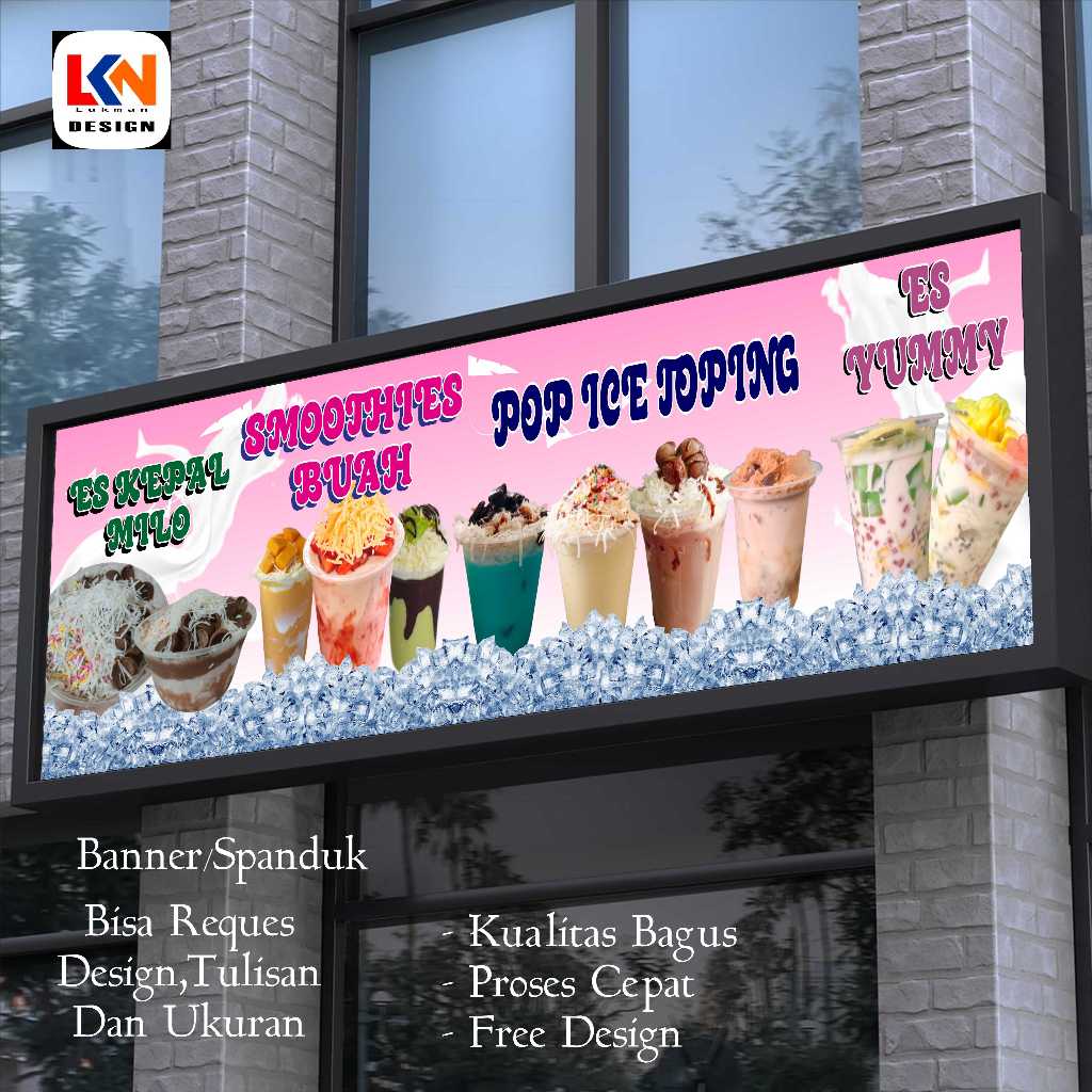 Cetak spanduk banner aneka jajanan es segar