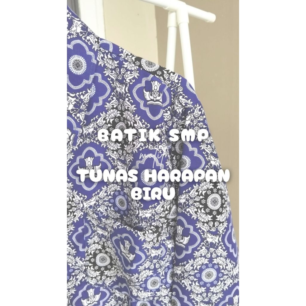 Baju Seragam Batik SMP Motif Tunas Harapan Biru