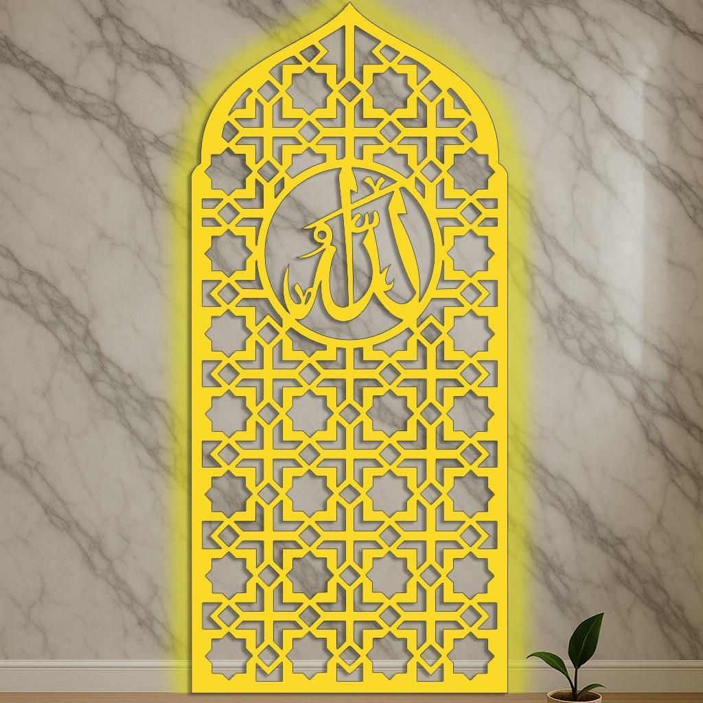 Kaligrafi Kayu - Mihrab Kubah Lafadz Allah Dekorasi Dinding Mushola Rumah Minimalis