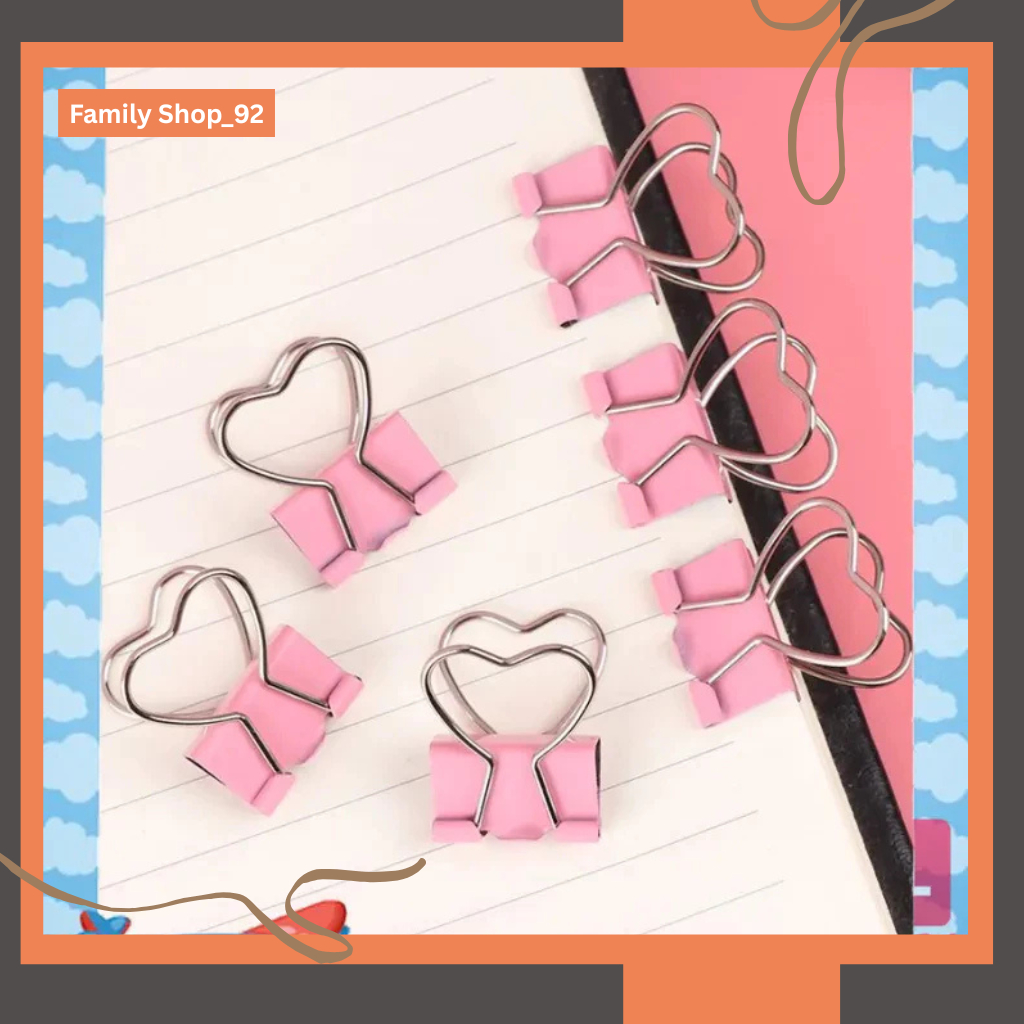 Binder Clip Pink Love | Penjepit Kertas Lucu | Alat Tulis Kantor & Sekolah
